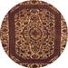 Round Machine Washable Oriental Orange Industrial Area Rugs, wshurb1711org