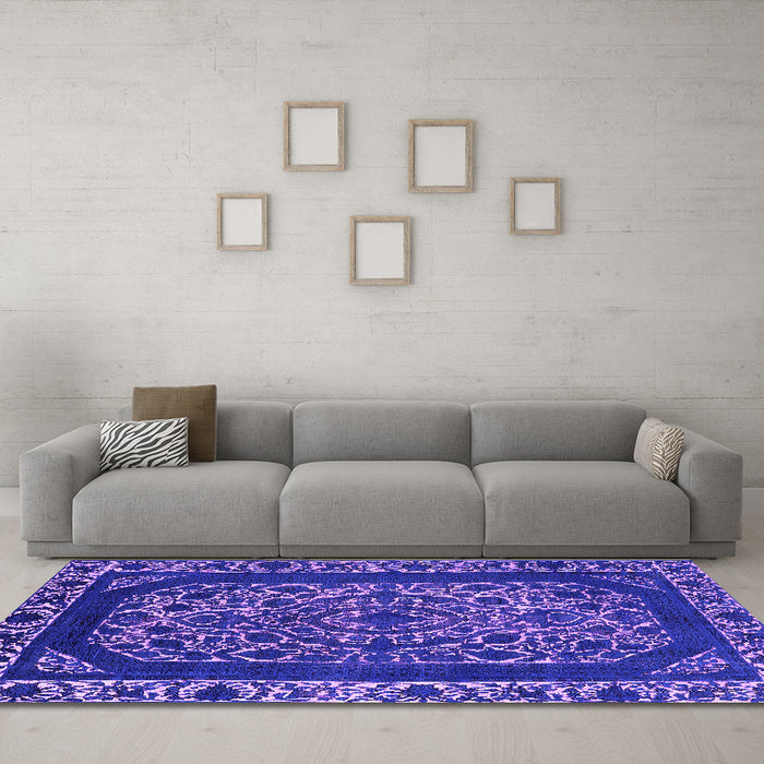 Machine Washable Oriental Purple Industrial Area Rugs in a Living Room, wshurb1711pur