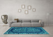 Machine Washable Oriental Turquoise Industrial Area Rugs in a Living Room,, wshurb1711turq