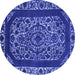 Round Oriental Blue Industrial Rug, urb1711blu