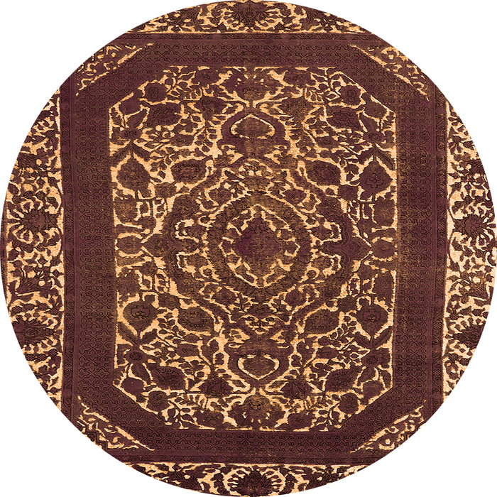 Round Oriental Orange Industrial Rug, urb1711org