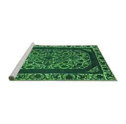 Sideview of Machine Washable Oriental Green Industrial Area Rugs, wshurb1711grn