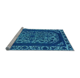 Sideview of Machine Washable Oriental Light Blue Industrial Rug, wshurb1711lblu