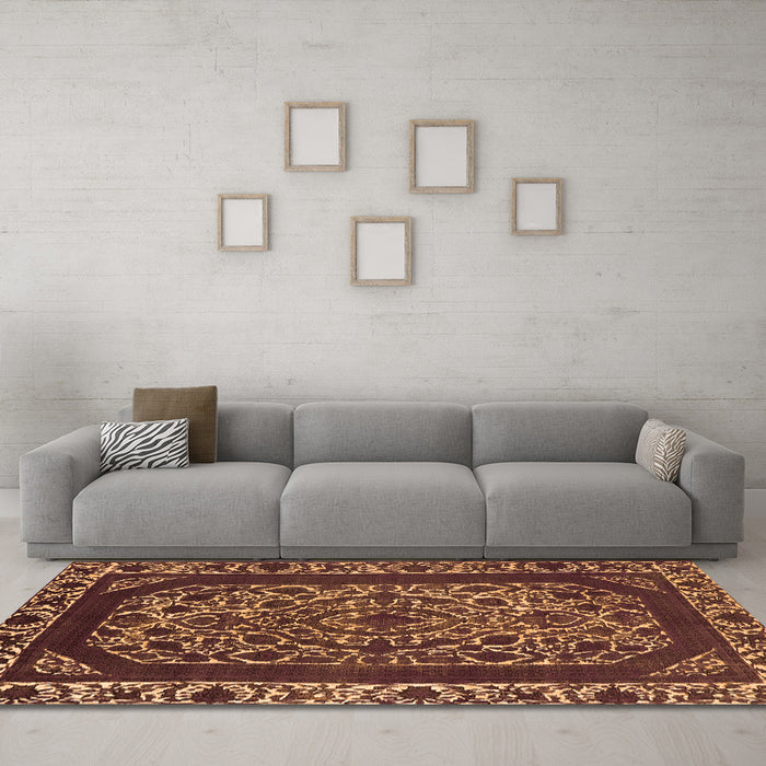 Machine Washable Oriental Orange Industrial Area Rugs in a Living Room, wshurb1711org