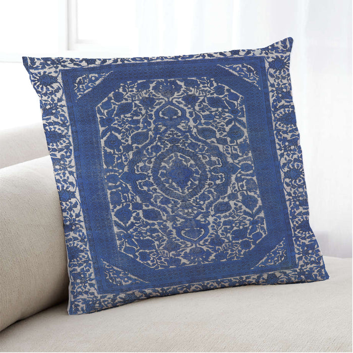 Lifestyle Image of Mid-Century Modern Urban Square Light Purple Blue Throw Pillow, 18 inch by 18 inch, pwurb1711