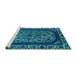 Sideview of Machine Washable Oriental Turquoise Industrial Area Rugs, wshurb1711turq