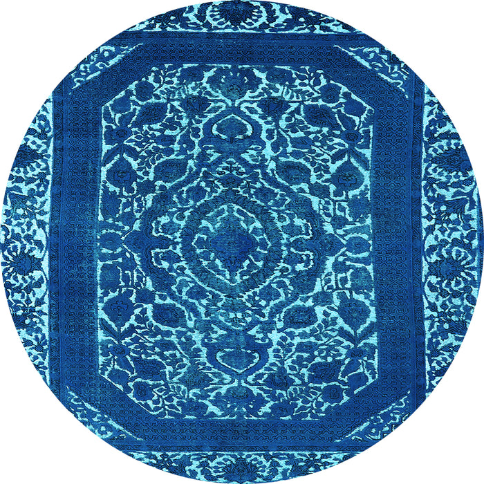 Round Oriental Light Blue Industrial Rug, urb1711lblu