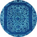 Round Oriental Light Blue Industrial Rug, urb1711lblu