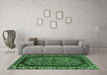 Machine Washable Oriental Emerald Green Industrial Area Rugs in a Living Room,, wshurb1711emgrn