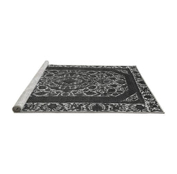 Sideview of Machine Washable Oriental Gray Industrial Rug, wshurb1711gry