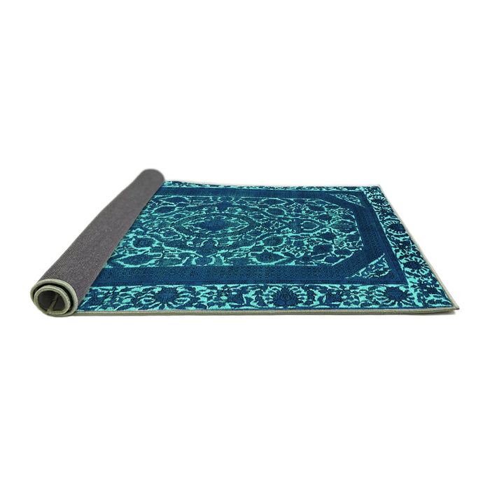 Sideview of Oriental Turquoise Industrial Rug, urb1711turq