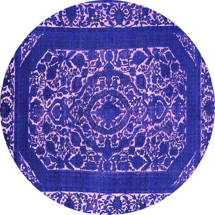 Round Machine Washable Oriental Purple Industrial Area Rugs, wshurb1711pur