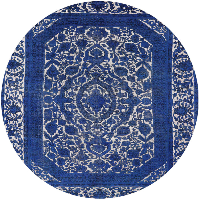 Round Mid-Century Modern Light Purple Blue Oriental Rug, urb1711