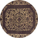 Round Oriental Brown Industrial Rug, urb1711brn