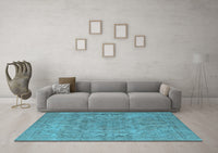 Machine Washable Oriental Light Blue Industrial Rug, wshurb1712lblu