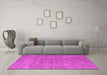 Machine Washable Oriental Pink Industrial Rug in a Living Room, wshurb1712pnk