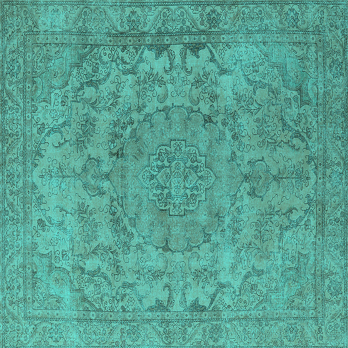 Square Oriental Turquoise Industrial Rug, urb1712turq