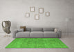 Machine Washable Oriental Green Industrial Area Rugs in a Living Room,, wshurb1712grn