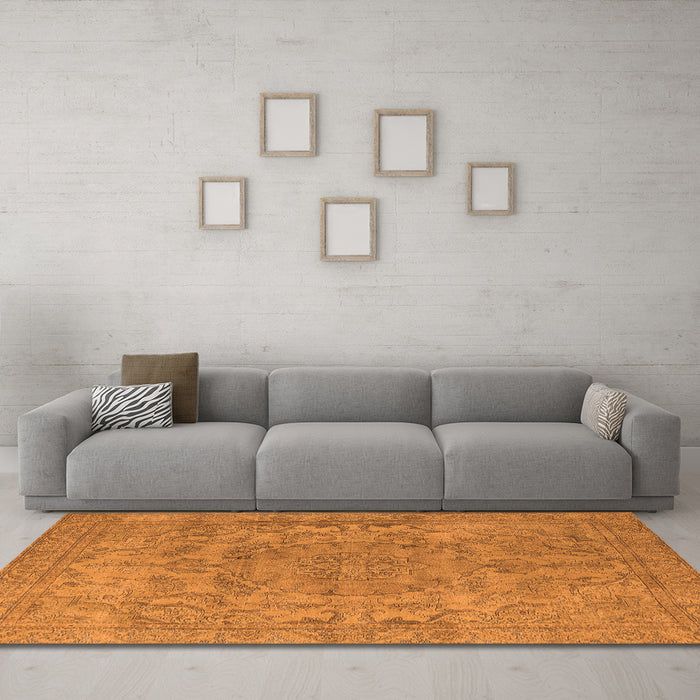 Machine Washable Oriental Orange Industrial Area Rugs in a Living Room, wshurb1712org
