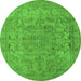 Round Oriental Green Industrial Rug, urb1712grn