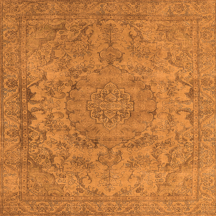 Square Machine Washable Oriental Orange Industrial Area Rugs, wshurb1712org