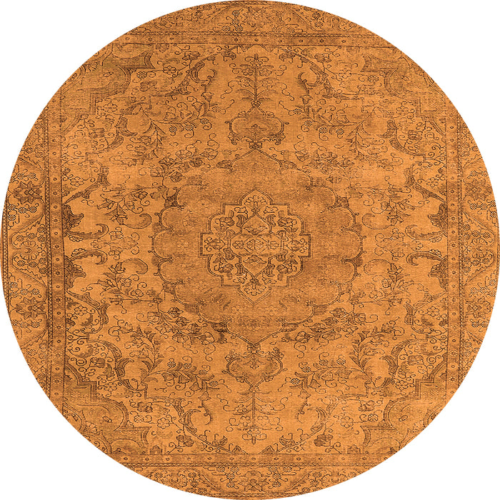 Round Machine Washable Oriental Orange Industrial Area Rugs, wshurb1712org