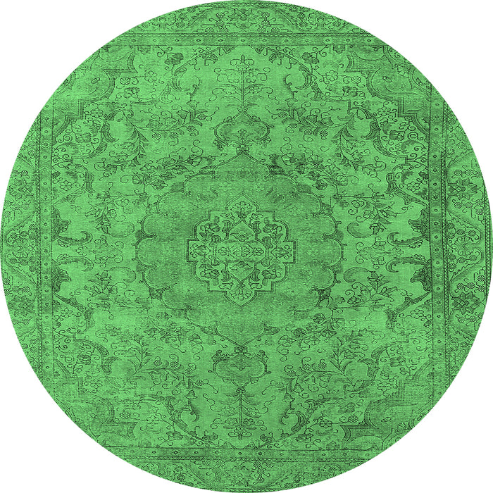 Round Oriental Emerald Green Industrial Rug, urb1712emgrn