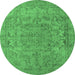 Round Oriental Emerald Green Industrial Rug, urb1712emgrn