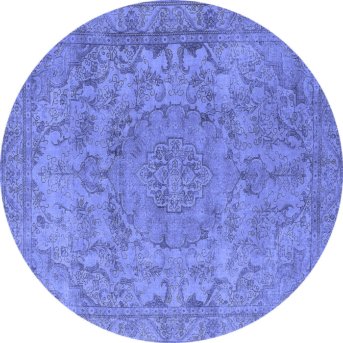 Round Oriental Blue Industrial Rug, urb1712blu