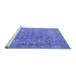 Sideview of Machine Washable Oriental Blue Industrial Rug, wshurb1712blu