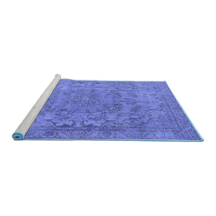 Sideview of Machine Washable Oriental Blue Industrial Rug, wshurb1712blu