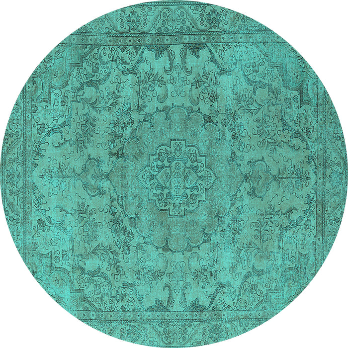Round Oriental Turquoise Industrial Rug, urb1712turq