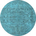 Round Oriental Light Blue Industrial Rug, urb1712lblu