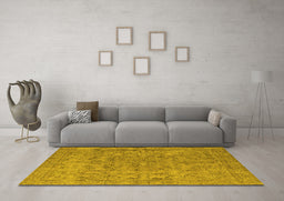 Machine Washable Oriental Yellow Industrial Rug in a Living Room, wshurb1712yw