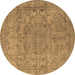 Round Oriental Brown Industrial Rug, urb1712brn