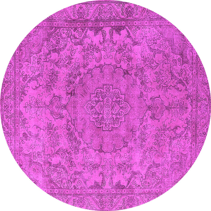 Round Machine Washable Oriental Pink Industrial Rug, wshurb1712pnk