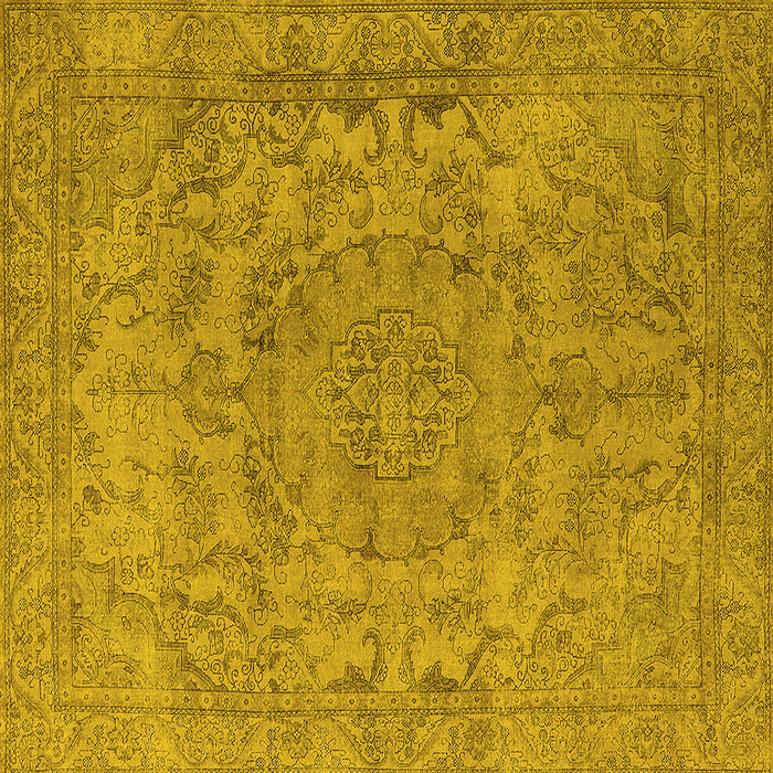 Square Machine Washable Oriental Yellow Industrial Rug, wshurb1712yw