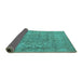 Sideview of Oriental Turquoise Industrial Rug, urb1712turq