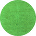 Round Oriental Green Industrial Rug, urb1713grn