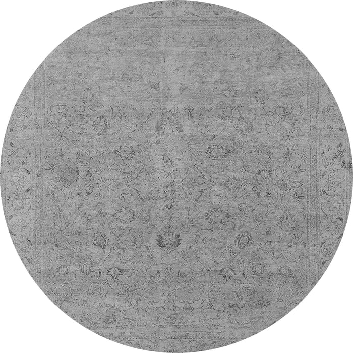 Round Machine Washable Oriental Gray Industrial Rug, wshurb1713gry