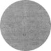 Round Machine Washable Oriental Gray Industrial Rug, wshurb1713gry