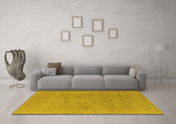 Machine Washable Oriental Yellow Industrial Rug in a Living Room, wshurb1713yw