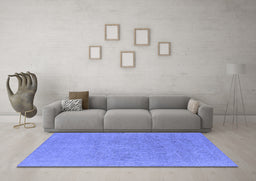 Machine Washable Oriental Blue Industrial Rug in a Living Room, wshurb1713blu