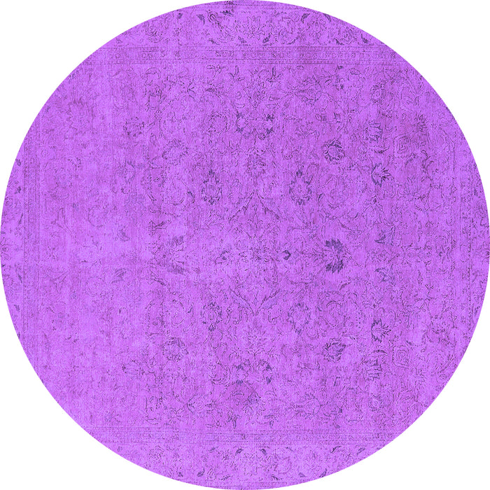 Round Machine Washable Oriental Purple Industrial Area Rugs, wshurb1713pur