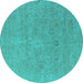 Round Oriental Turquoise Industrial Rug, urb1713turq