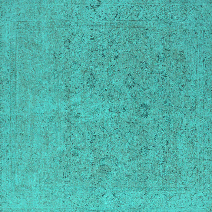 Square Machine Washable Oriental Turquoise Industrial Area Rugs, wshurb1713turq