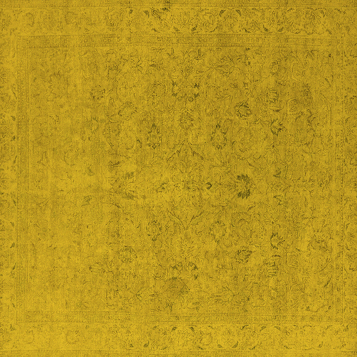 Square Machine Washable Oriental Yellow Industrial Rug, wshurb1713yw