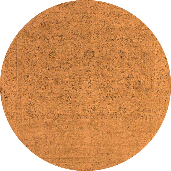 Round Machine Washable Oriental Orange Industrial Area Rugs, wshurb1713org