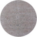 Round Machine Washable Industrial Modern Dark Gray Rug, wshurb1713