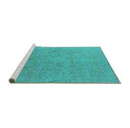 Sideview of Machine Washable Oriental Turquoise Industrial Area Rugs, wshurb1713turq